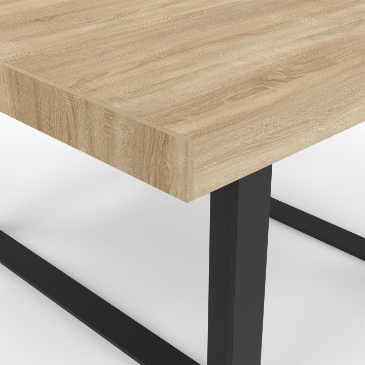 Mesa de comedor cuadrada 6 personas madera y negro - PHOENIX | IDMarket