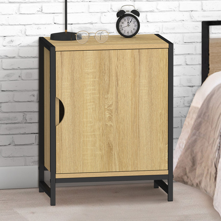 Lote de 2 mesitas de noche 1 puerta diseño industrial - DETROIT | IDMarket
