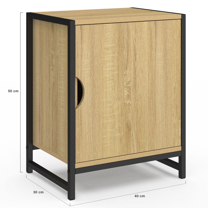 Lote de 2 mesitas de noche 1 puerta diseño industrial - DETROIT | IDMarket