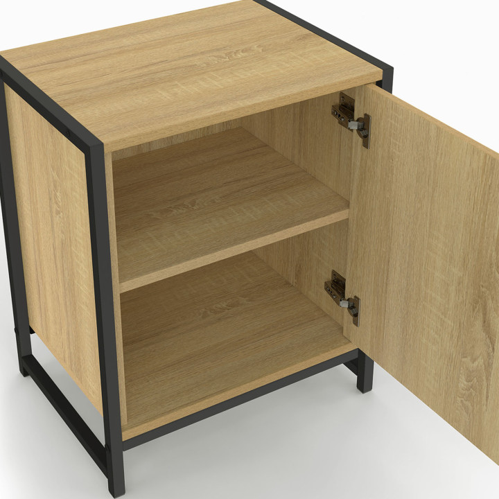 Lot de 2 tables de chevet DETROIT 1 porte design industriel