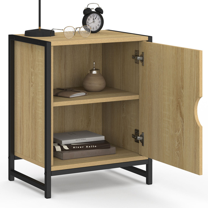 Lote de 2 mesitas de noche 1 puerta diseño industrial - DETROIT | IDMarket