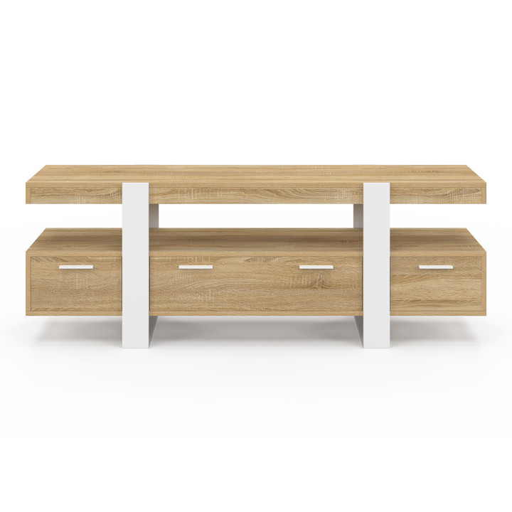 Mueble TV 140 cm madera y blanco con cajones - PHOENIX | El Arte de Vivir IDMarket