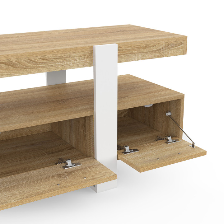 Mueble TV 140 cm madera y blanco con cajones - PHOENIX | El Arte de Vivir IDMarket