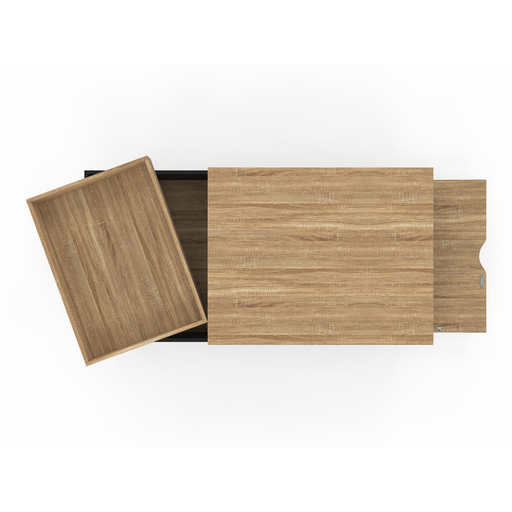 Houten en zwarte salontafel met afneembaar blad en doos - LOLA | IDMarket