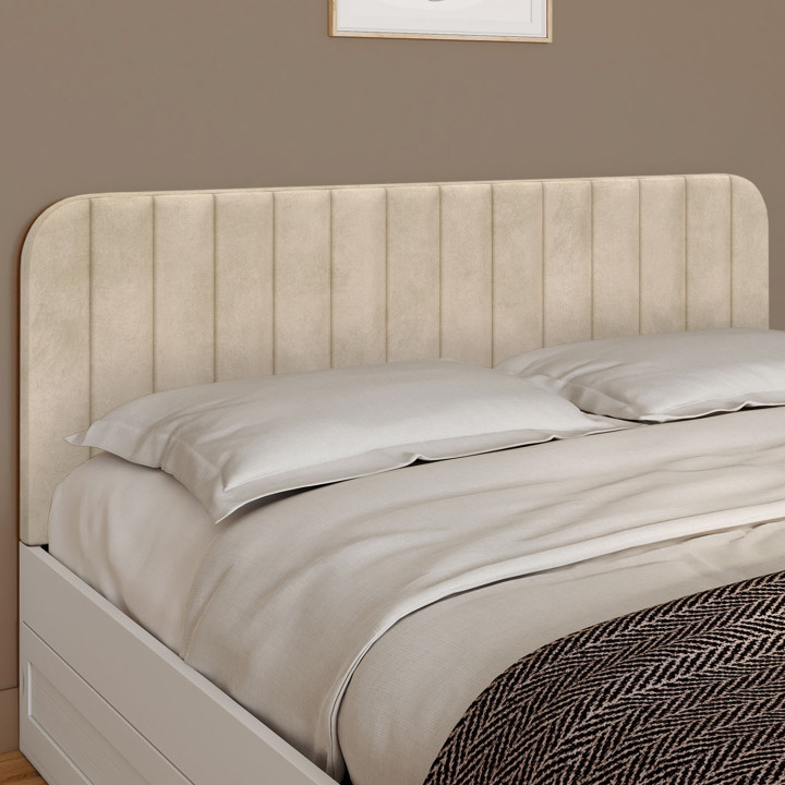 Cabecero colgante 160 cm en terciopelo beige - ALBA | IDMarket