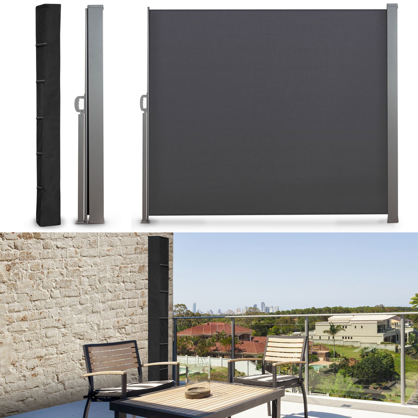 Housse De Protection Pour Auvent De Terrasse 3m - Tissu Oxford 300D Imperméable, Noir, Rangement Jardin