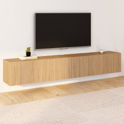 Eiken wand TV-meubel met lattenbodem 180 cm - JULIETTE | IDMarket