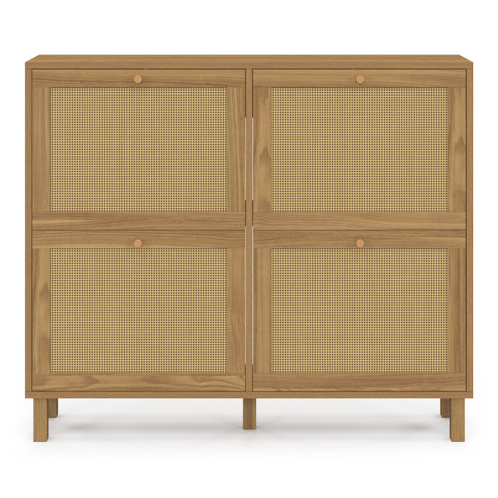 Mueble zapatero de caña vintage efecto natural 20 pares 4 puertas - HANAE | IDMarket