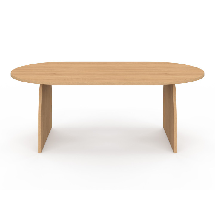 Mesa de centro ovalada de 110 cm en madera efecto haya con pata central - EDITH | IDmarket