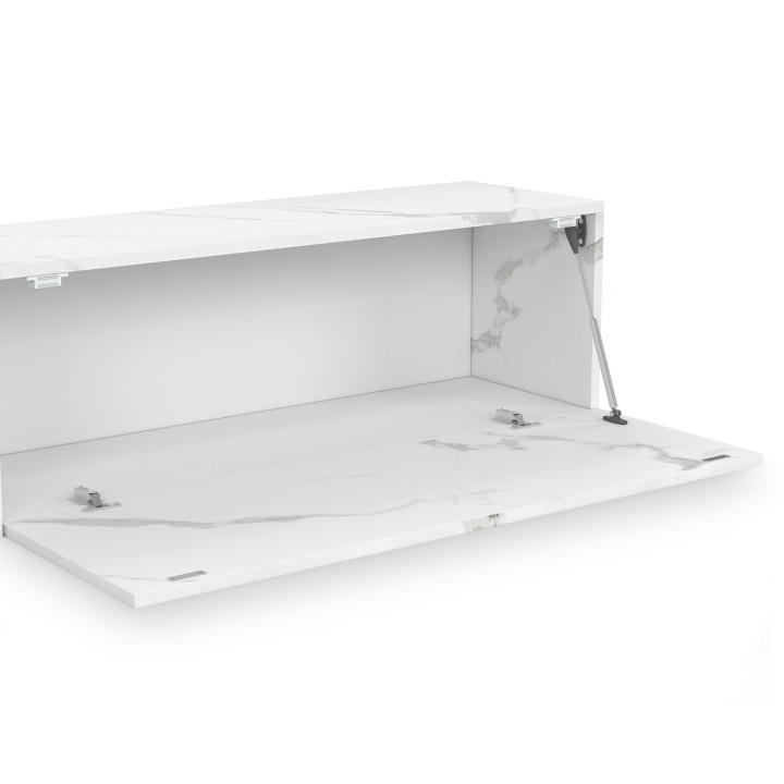 Mueble TV suspendido 2 puertas en madera efecto mármol, 180 cm - ELIO | REINO UNIDO IDMarket