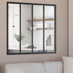 Techo de cristal de 4 hojas An. 120 x Al.108 cm en metal negro y cristal templado | IDMarket