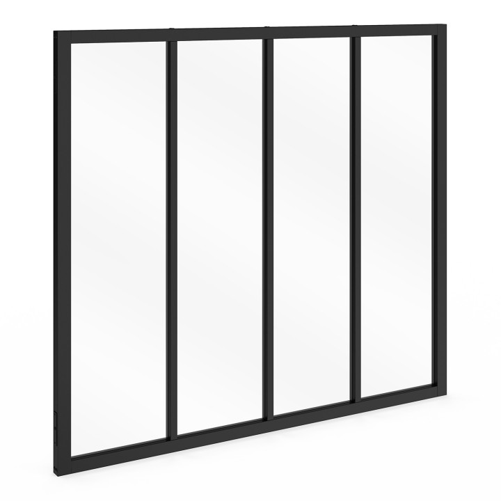 Techo de cristal de taller con 4 acristalamientos en 116 x 108 cm metal negro y cristal templado | IdMarket