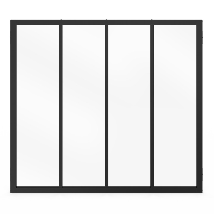 Werkplaats glazen dak met 4 beglazingen in 116 x 108 cm zwart metaal en gehard glas | IdMarket