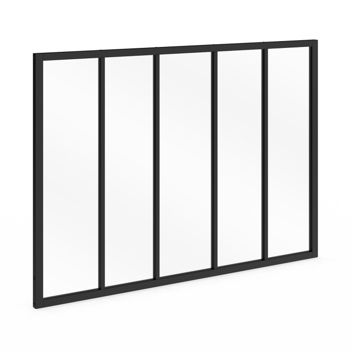 Techo de cristal de 5 cristales An. 150 x Al.108 cm en metal negro y cristal templado | IDMarket