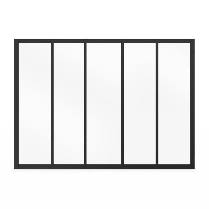 Techo de cristal de 5 cristales An. 150 x Al.108 cm en metal negro y cristal templado | IDMarket