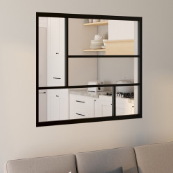 Techo geométrico de cristal An. 93 x Al. 108 cm en metal negro y cristal templado | IDMarket