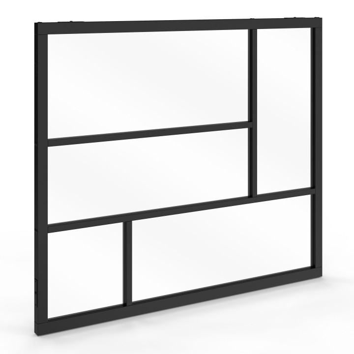 Techo geométrico de cristal An. 93 x Al. 108 cm en metal negro y cristal templado | IDMarket