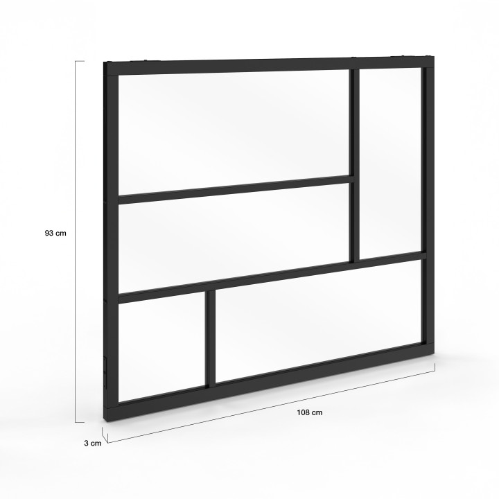 Techo geométrico de cristal An. 93 x Al. 108 cm en metal negro y cristal templado | IDMarket