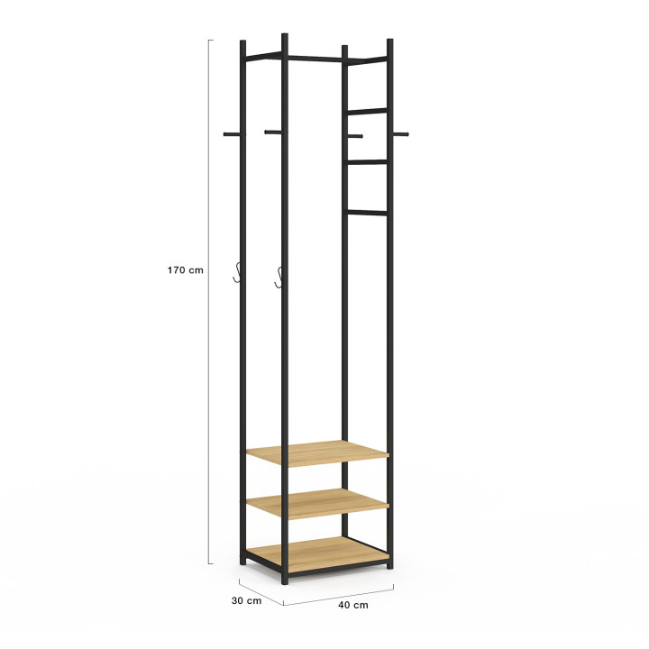 Appendiabiti Lungo POLA 182 Cm – Struttura In Metallo Nero Con Ruote E Freno – Perfetto Per Abiti Lunghi E Camera Da Letto