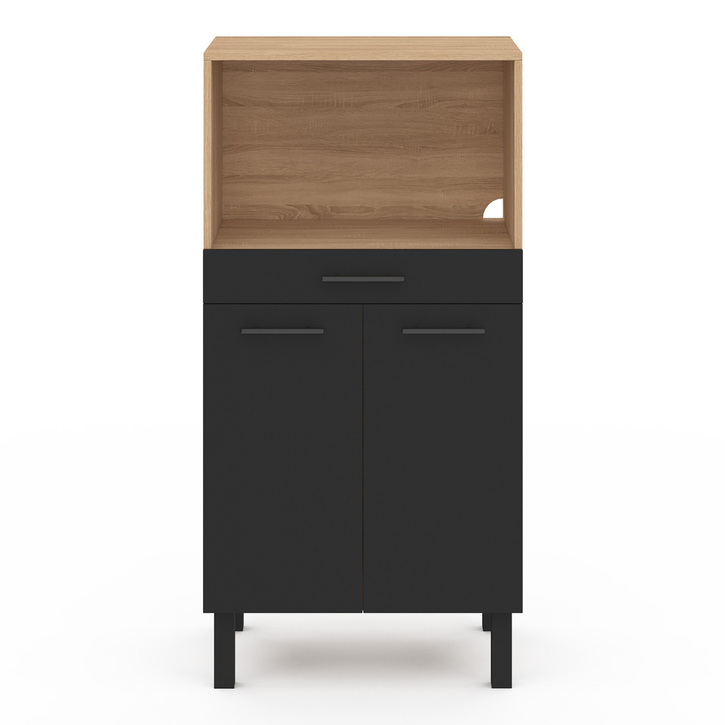 P&B – Meuble Micro-ondes 2 étages En Métal, Rangement Cuisine Pratique Et Solide