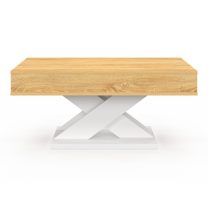 Mesa de centro rectangular con tapa elevable y base blanca - ALICIA | IDMarket