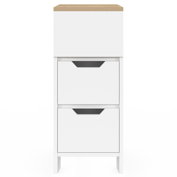 ¡Mesitas de noche 2 cajones madera y blanco con nicho lateral - ANOUK | Zen Cart! IDMarket