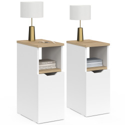 Nachttische Holz und Weiß 1 Tür mit Nische - ANOUK | IDMarket