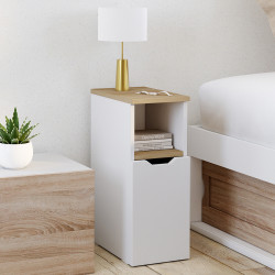 Nachttische Holz und Weiß 1 Tür mit Nische - ANOUK | IDMarket