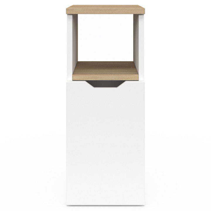Lot de 2 tables de chevet ANOUK 1 porte avec niche blanc et bois