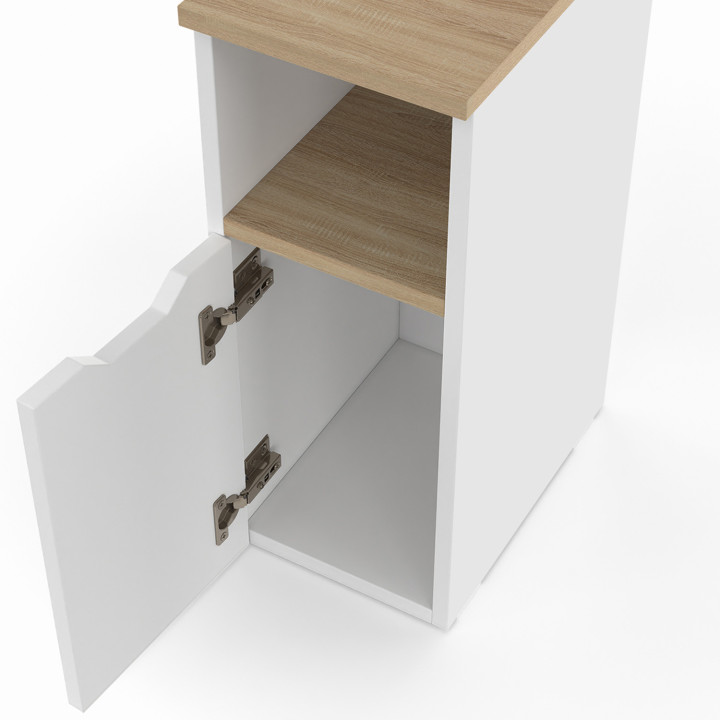 Nachttische Holz und Weiß 1 Tür mit Nische - ANOUK | IDMarket