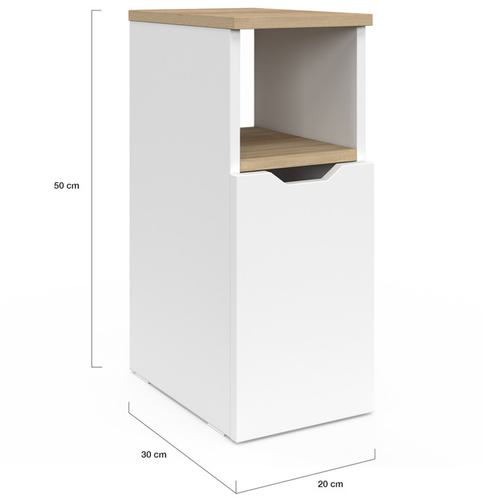 Nachttische Holz und Weiß 1 Tür mit Nische - ANOUK | IDMarket