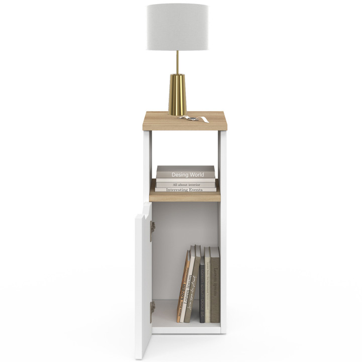 Comodini in legno e bianco 1 anta con nicchia - ANOUK | Zen Cart! IDMarket