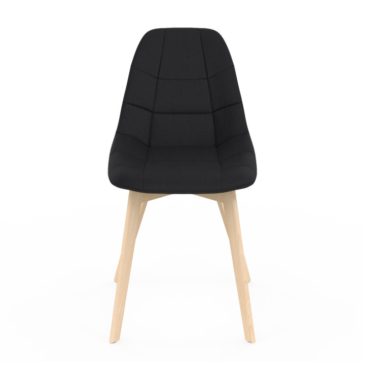 Set van 6 GABY Scandinavische eetkamerstoelen in zwarte stof
