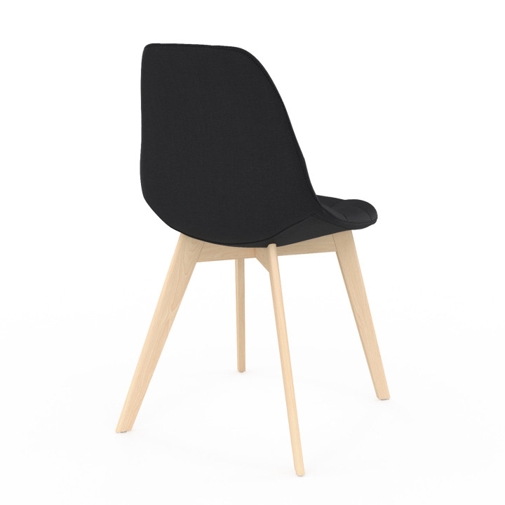 Set van 6 GABY Scandinavische eetkamerstoelen in zwarte stof
