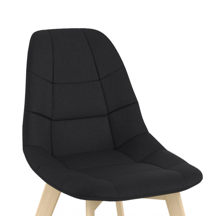 Set van 6 GABY Scandinavische eetkamerstoelen in zwarte stof