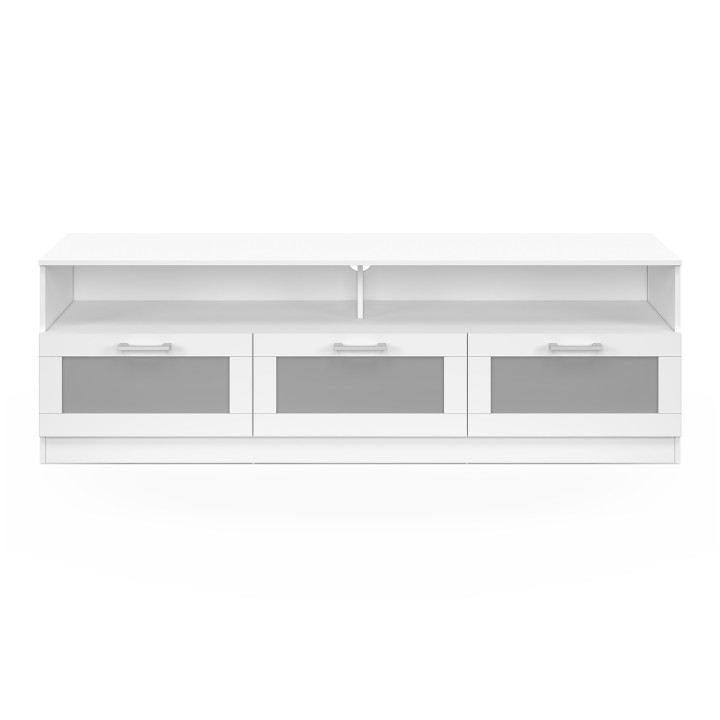 Mueble TV 140 cm con puertas esmeriladas blancas - VITO | REINO UNIDO IDMarket