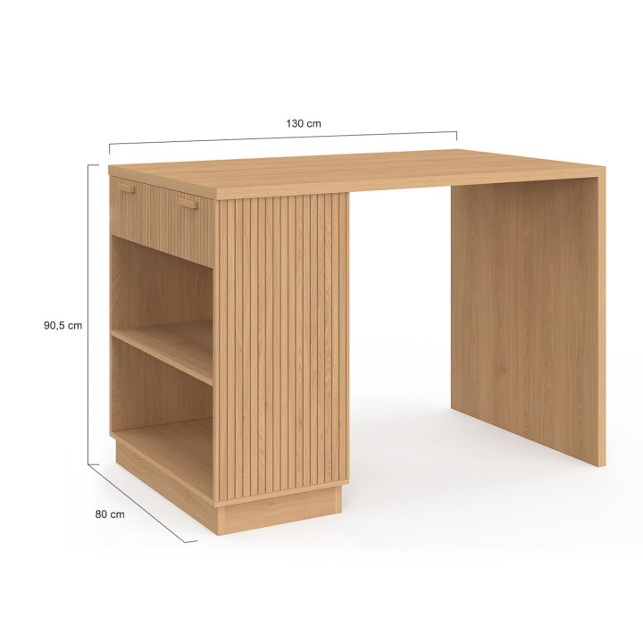 Isla central de 4 plazas con lamas de roble 130 cm - JULIETTE | IDMarket