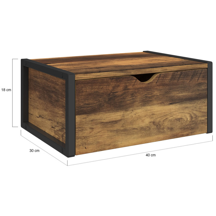 Mesillas de noche murales en madera oscura y negro, estilo industrial - HAWKINS | España IDMarket