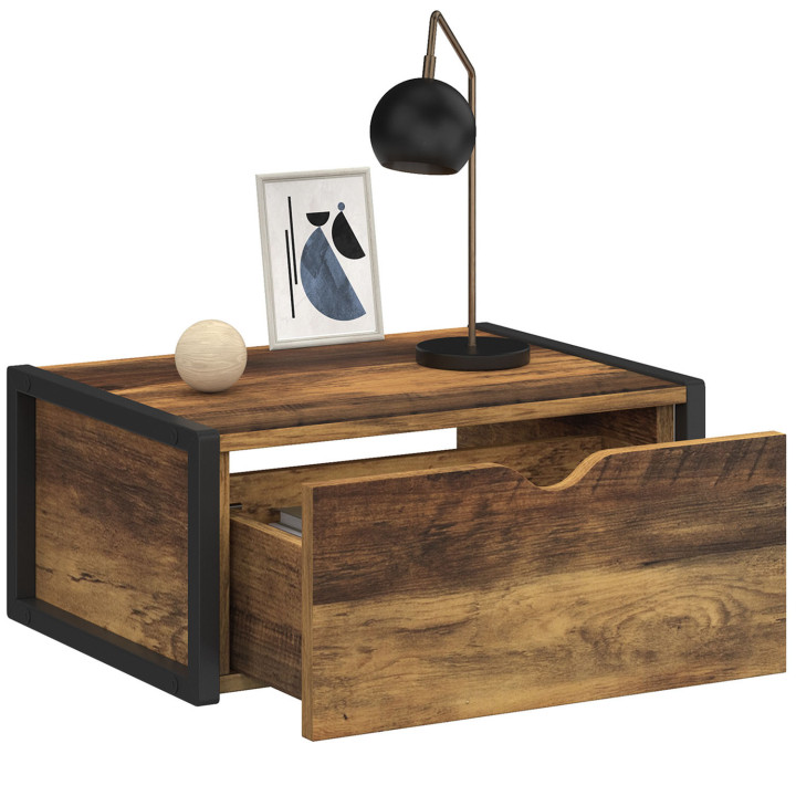 Mesillas de noche murales en madera oscura y negro, estilo industrial - HAWKINS | España IDMarket