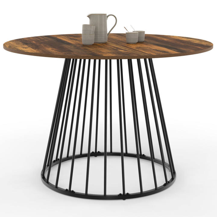 Tavolo da pranzo rotondo per 6 persone 110cm con piano in legno scuro e gamba nera - YUNA | Zen Cart! IDMarket