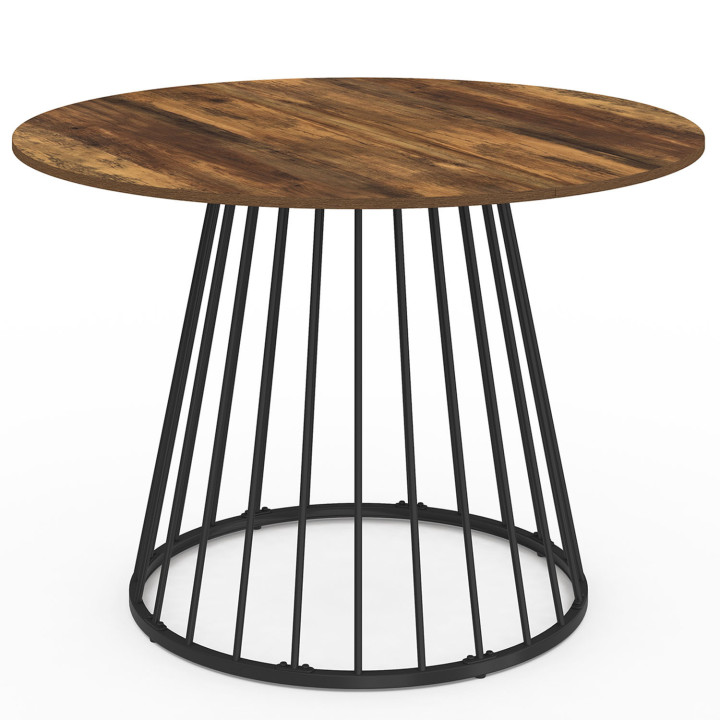 ¡Mesa de comedor redonda para 6 personas 110cm con tapa de madera oscura y pata negra - YUNA | Zen Cart! IDMarket