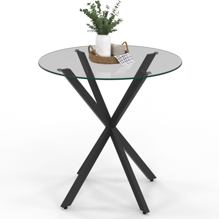 Ronde eettafel 4 personen 80cm zwarte spinpoot en glazen blad - ALIX | De ALIX Groep IDMarket