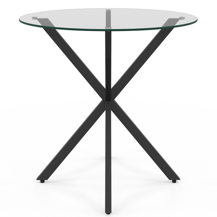 Mesa de comedor redonda 4 personas 80cm pata de araña negra y tapa de cristal - ALIX | The ALIX Group IDMarket