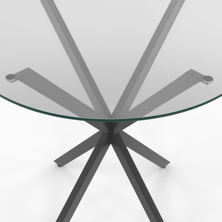 Mesa de comedor redonda 4 personas 80cm pata de araña negra y tapa de cristal - ALIX | The ALIX Group IDMarket