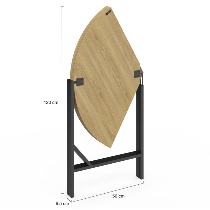 Mesa de comedor redonda plegable madera y negro 4 personas 110cm - YAEL | IDMarket