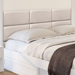 Confezione da 6 pannelli da parete per testiera YUMA 180 cm in tessuto effetto scamosciato beige