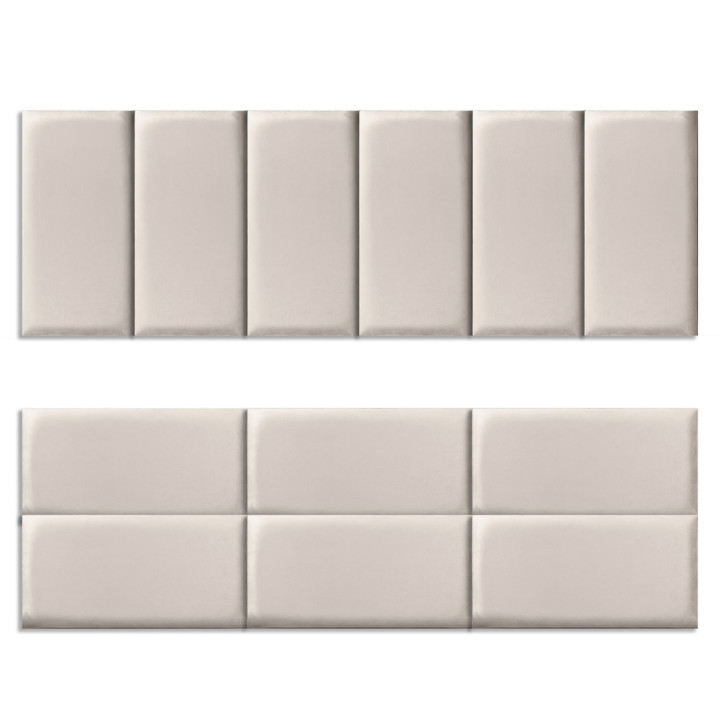 Set van 6 YUMA 180 cm-hoofdbordpanelen in beige stof met suède-effect