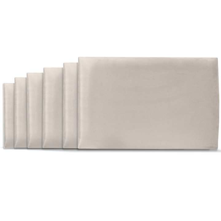 Set van 6 YUMA 180 cm-hoofdbordpanelen in beige stof met suède-effect