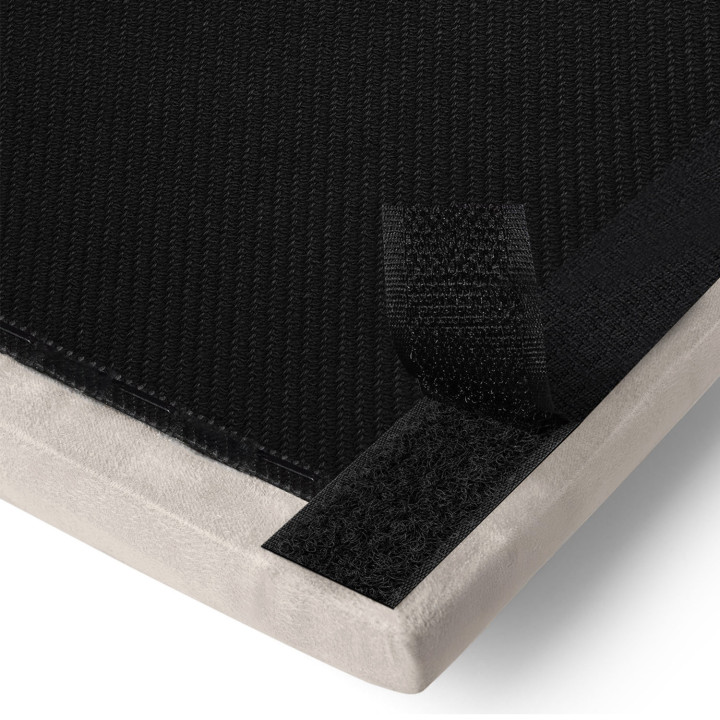 Set van 6 YUMA 180 cm-hoofdbordpanelen in beige stof met suède-effect