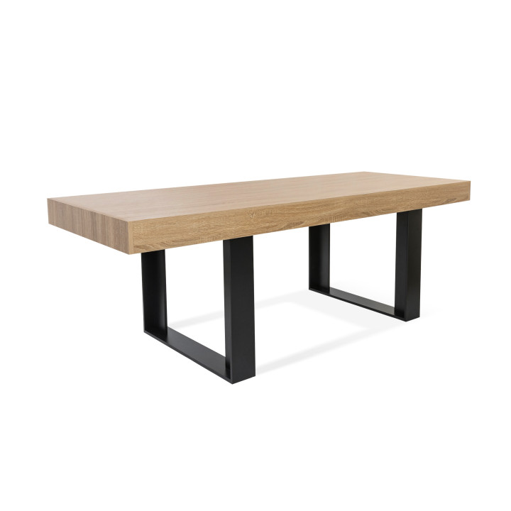 Table à manger rectangle PHOENIX 8 personnes bois et noir 200 cm